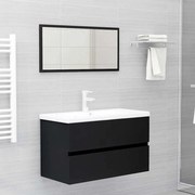 vidaXL 2 pcs conjunto de móveis de casa de banho contraplacado preto