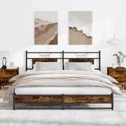 vidaXL Estrutura de cama sem colchão 183x213cm metal carvalho fumado