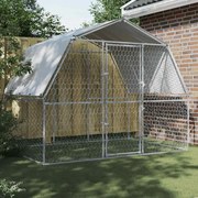 vidaXL Gaiola para cães com telhado e porta aço galvanizado prateado
