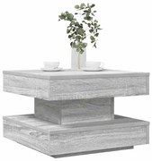 vidaXL Mesa de centro rotativa a 360 graus 50x50x34,5 cm sonoma cinza