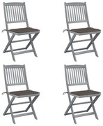 vidaXL Cadeiras exterior dobráveis c/ almofadões 4 pcs acácia maciça