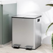 Balde de Lixo de Cozinha com 2 Compartimentos 2x20L Cubo de Lixo de Aç