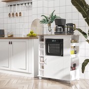 Móvel Auxiliar de Cozinha com Rodas Móvel Buffet de Cozinha com Porta Compartimentos de Armazenamento Móvel Auxiliar para Microondas de Estilo Moderno