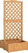 Outsunny Floreira com Treliça de Madeira com 2 Caixas Dobráveis Base de Ripas Vaso Elevado 73x70x170 cm Madeira | Aosom Portugal