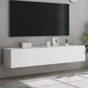 vidaXL Móveis de parede p/ TV com luzes LED 2 pcs 80x35x31 cm branco