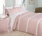 Roupa de cama Bordada - Divinus cor Rosa com Branco: Rosa / Branco  1 capa P/ edredão fecha com fecho / Zip - 260x240 cm (largura  x comprimento )  + 2 fronhas 50x70 cm  fecha com pala interna