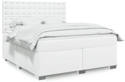 vidaXL Cama com molas/colchão 180x200 cm couro artificial branco