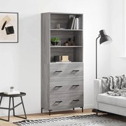 vidaXL Armário alto 69,5x34x180 cm derivados de madeira sonoma cinza