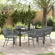 vidaXL Conjunto de Jantar de Jardim 5 Peças com Almofadas Cinza em Polirattan