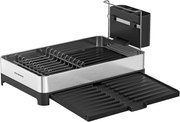Escorredor de loiça extensível em aço inox com porta talheres | SONGMICS | 54,6 x 42,8 x 32,8 cm | prateado e preto | KCS035B01.