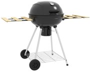 Outsunny Barbecue a Carvão Barbecue Portátil com 2 Rodas Prateleiras Dobráveis Termómetro e Grelha Metálica 117x68x91 cm Preto