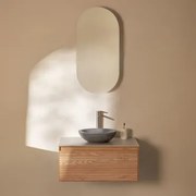 Conjunto De Móvel De Casa De Banho Suspenso Em Madeira De Freixo Tedrik Castanho Fresno & Cimento Cinzento Redondo Ø40 Cm Tarsis & - Sklum