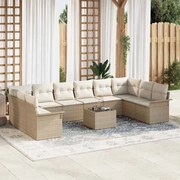 vidaXL Conjunto de Sofá de Jardim de 11 Peças da com Almofadas Marrons em Polyrattan.