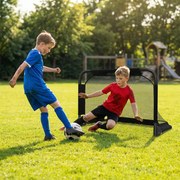 Baliza de futebol 91x62x62cm para crianças com mais de 6 anos Pop-Up dobrável com rede e estacas em U Preta