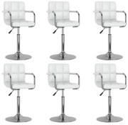 Cadeiras de jantar giratórias 6 pcs couro artificial branco