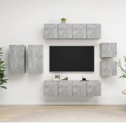vidaXL 8 pcs conjunto de móveis de TV derivados madeira cinza cimento