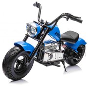 Mota elétrica para crianças Chopper Warrior 350W Pneus borracha, banco couro, Luzes led, som, Azul