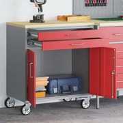 vidaXL Armário de Ferramentas com Rodas e Fechadura Vermelha 75x45x85 cm Aço