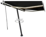 vidaXL Toldo retrátil manual com LED 350x250 cm antracite