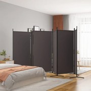 vidaXL Divisória/biombo com 6 painéis 520x180 cm tecido castanho