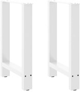 vidaXL Pés para mesa de jantar , 2 peças, 60x (72-73) cm, branco, aço