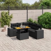 vidaXL 6 pcs conjunto sofás de jardim c/ almofadões vime PE preto