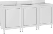 vidaXL Armários c/ lava-louça cozinha comercial 3 pcs aço inoxidável