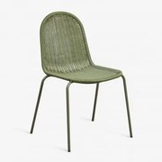 Cadeira De Jardim Empilhável Em Vime Sintético Reiven Verde Azeitona Intenso - Sklum