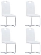 vidaXL Cadeiras de jantar cantilever 4 pcs couro artificial branco