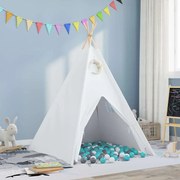 vidaXL Tenda Teepee Branco 120 x 120 x 150 cm Tecido & Plástico