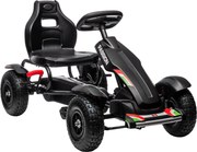 HOMCOM Kart a Pedais para Crianças com Assento Ajustável Pneus de Goma Travão de Mão para Crianças de 5-12 Anos 121x58x61 cm Branco | Aosom Portugal