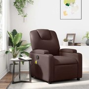 Poltrona de massagens reclinável couro artificial castanho