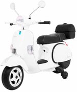 Vespa elétrica para Crianças 12V Scooter, Rodas Espuma EVA assento couro ecológico Branca
