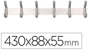 Cabide Parede Metálico 6 Suportes Cor Prata Mate 430x88x55 mm