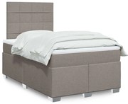 vidaXL Cama com molas/colchão 120x200 cm tecido castanho-acinzentado