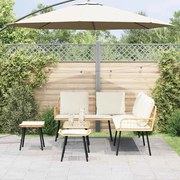 vidaXL Conjunto de Sofá de Jardim 4 Peças com Almofadas em Rattan Natural