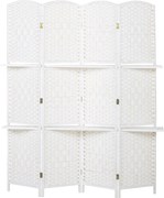HOMCOM Biombo separador de ambiente 4 painéis 160 x170 cm com 2 prateleiras, dobrável, em madeira | Aosom Portugal