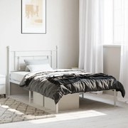 vidaXL Estrutura de cama em metal com cabeceira 107x203 cm branco
