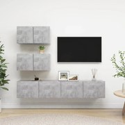 vidaXL 4 pcs conjunto de móveis de TV derivados madeira cinza cimento