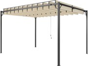 Outsunny Pérgola de Jardim 3x4 m com Proteção UPF50+ Pérgola com Telhado Retrátil Estrutura Metálica para Exterior Creme | Aosom Portugal