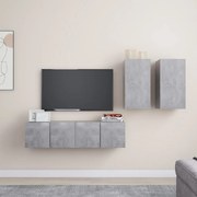 vidaXL 4 pcs conjunto de móveis de TV contraplacado cinzento cimento