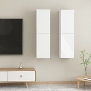 vidaXL Móveis de TV 2 pcs derivados de madeira branco brilhante