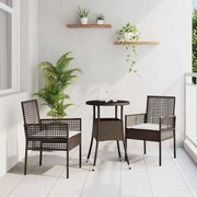 vidaXL Conjunto de Jantar de Jardim de 3 Peças com Rattan Marrom