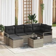 vidaXL Conjunto de Sofá de Jardim 7 Peças com Almofadas em Poliratan Cinza