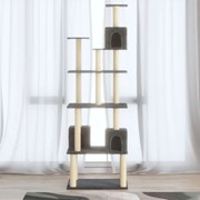 vidaXL Árvore p/ gatos c/ postes arranhadores sisal 188cm cinza-escuro