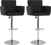 vidaXL Bancos de bar 2 pcs couro artificial preto