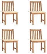 vidaXL Cadeiras de jardim c/ almofadões 4 pcs madeira de teca maciça