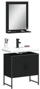 vidaXL 2 pcs conjunto móveis casa de banho derivados de madeira preto