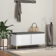 vidaXL Banco de Hall com almofada com porta Branco 100 x 38 x 46 cm