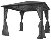 Gazebo com cortina 300x300 cm alumínio antracite